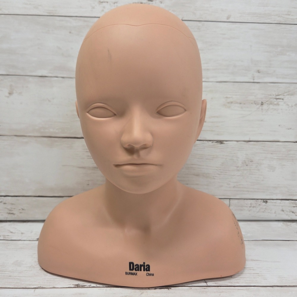 Burmax Daria Mannequin Head Shoulder Base Cosmetology Training Nude Tan PVC Head